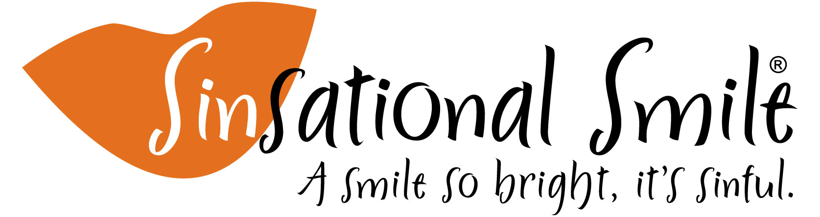 Logo for Sinsational Smile with caption 'A Smile So Bright, It's Sinful.'